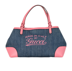 Denim Craft Tote Bag, Canvas/Leather, Blue/Pink, 525040, 2*